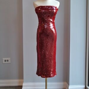 Forever 21 Vibrant Red Strapless Dress